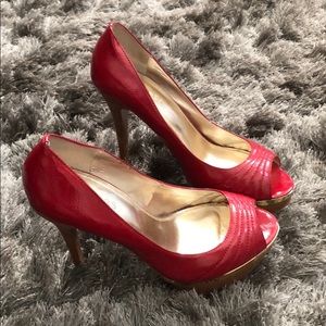 Bakers Red Open Toe Hills